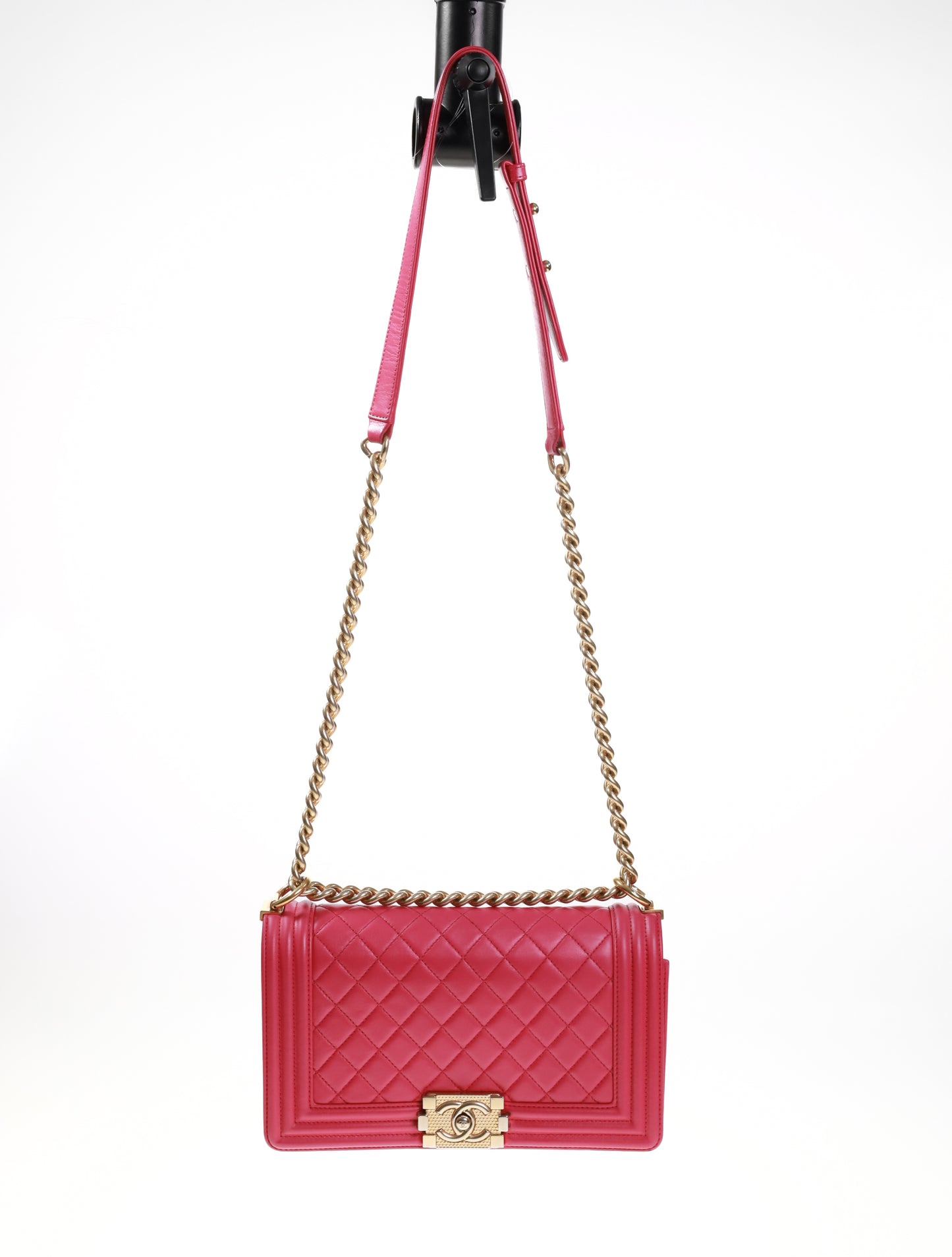 Chanel Boy Leder Fuchsia Gold FULLSET A67086Y076592