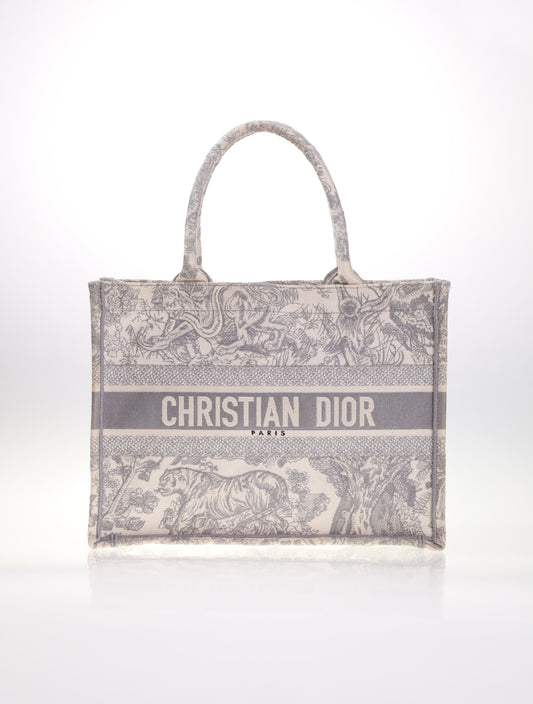 DIOR Christian Dior Book Medium Grau/Weiß Tiger