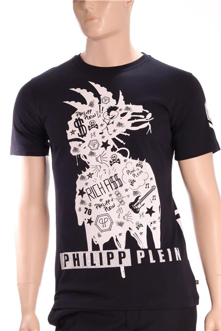 PHILIPP PLEIN Shirt schwarz Gr. L Apache Strass