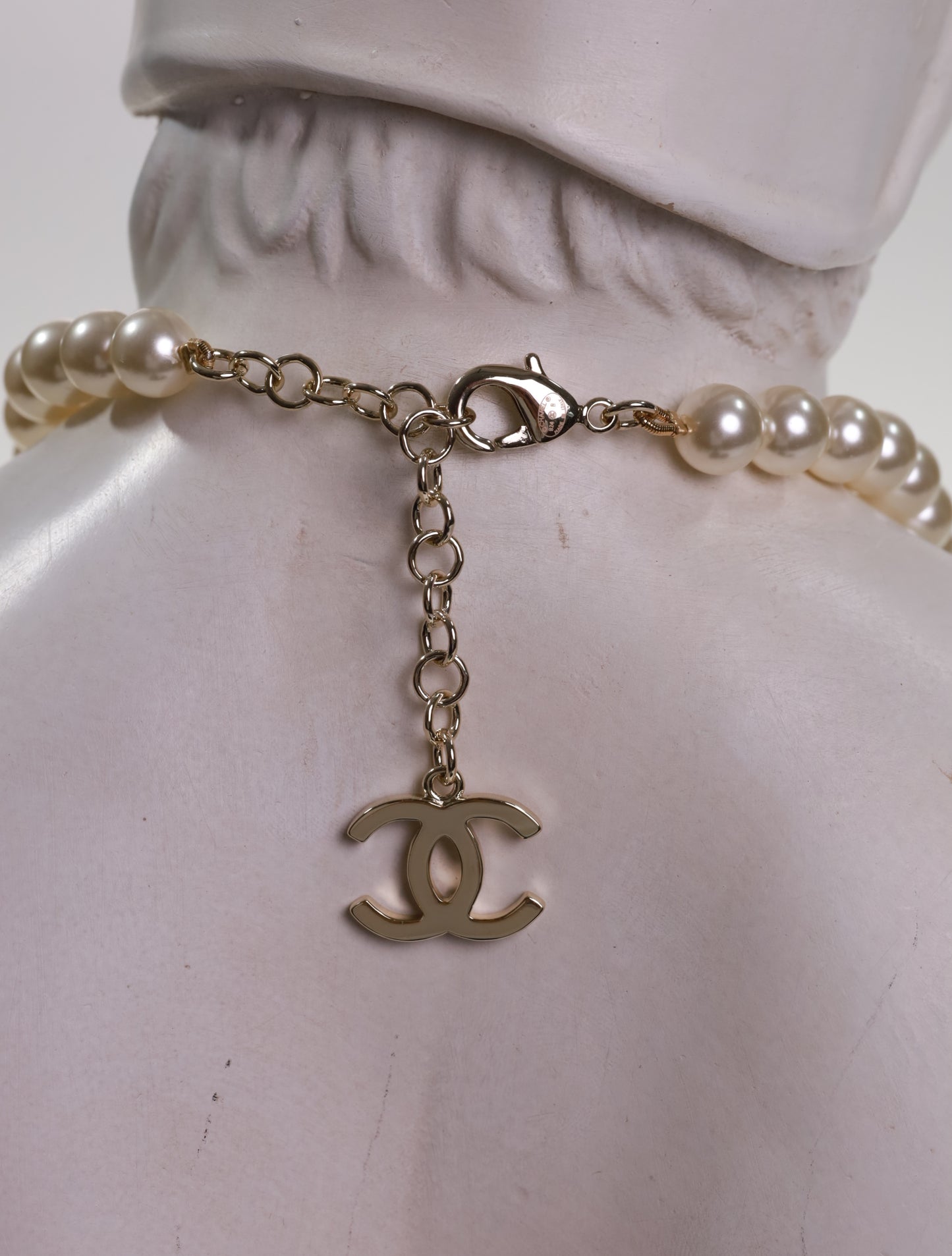 CHANEL Kette CC Halskette herz Strass Collier Perlenkette