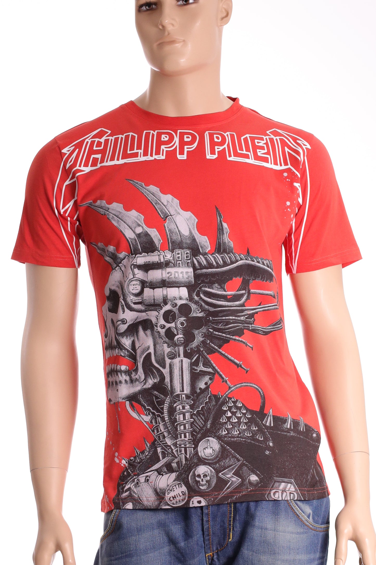 PHILIPP PLEIN Shirt Gr. L rot skull