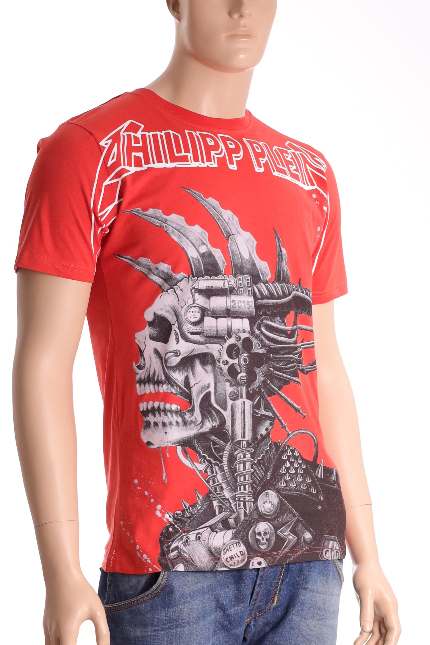 PHILIPP PLEIN Shirt Gr. L rot skull