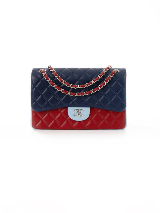 CHANEL Timeless Tricolor Jumbo Double Flap Bag