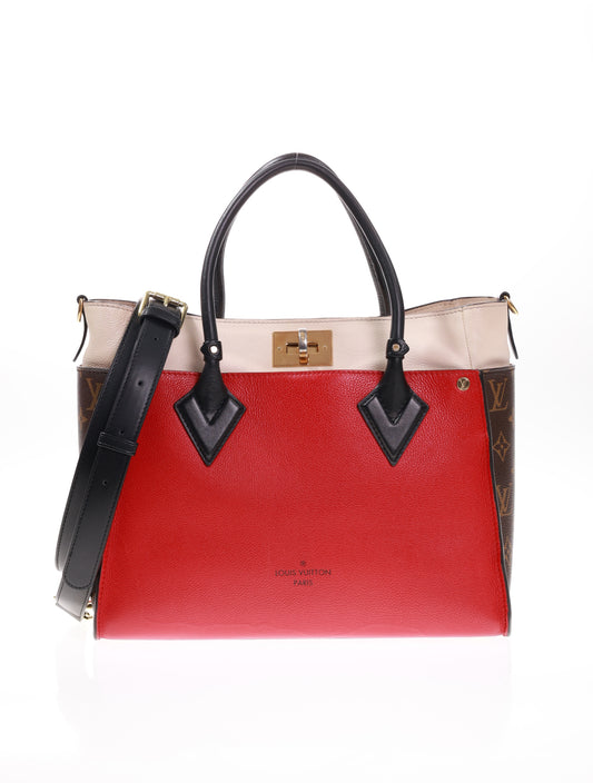 LOUIS VUITTON On My Side MM Leder Rot/Schwarz/Braun