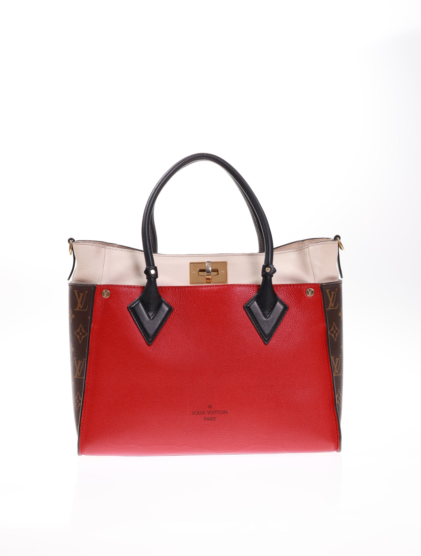 LOUIS VUITTON On My Side MM Leder Rot/Schwarz/Braun