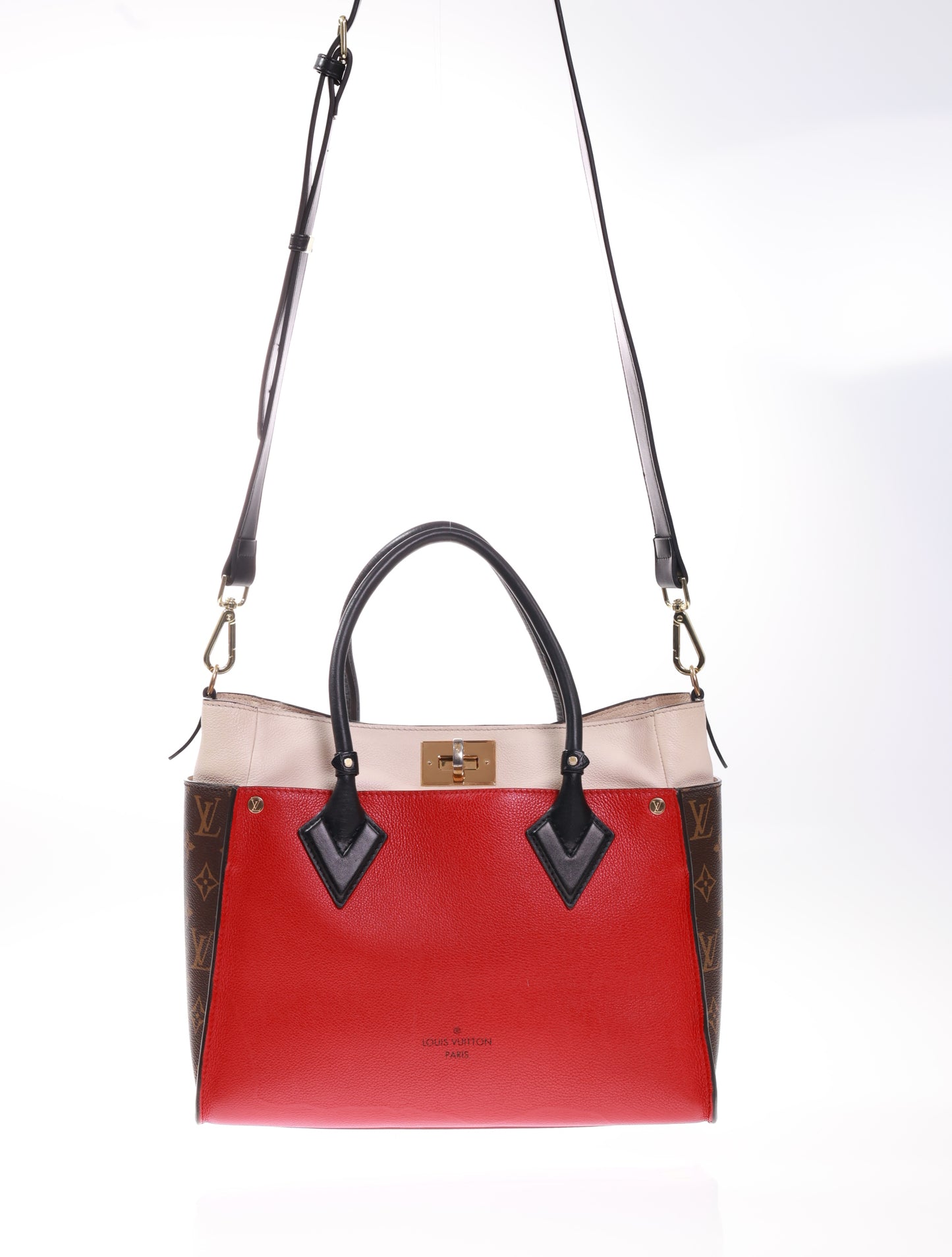 LOUIS VUITTON On My Side MM Leder Rot/Schwarz/Braun