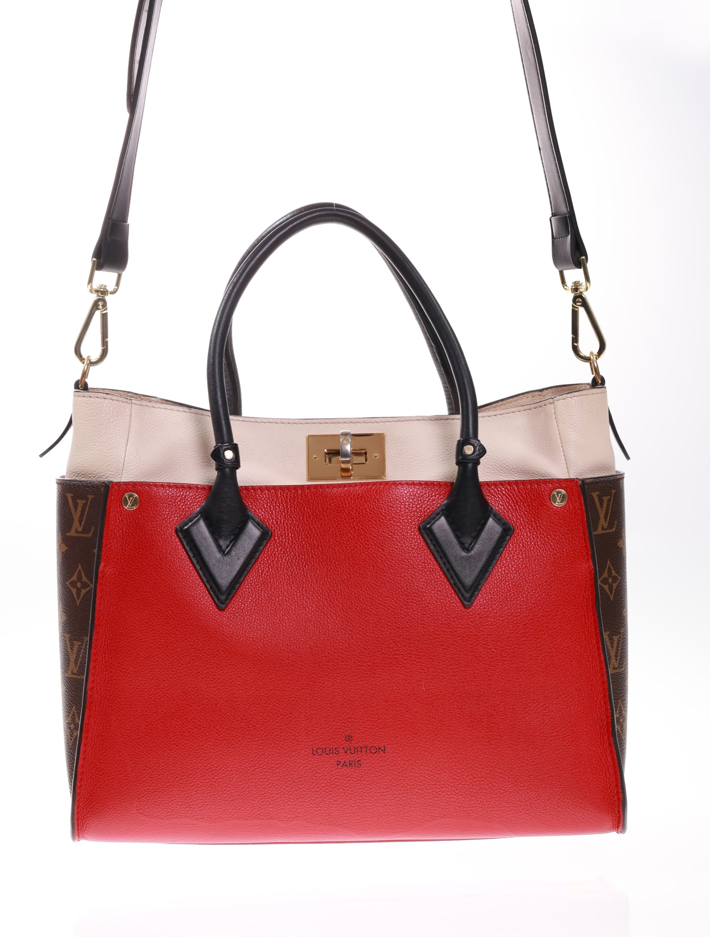 LOUIS VUITTON On My Side MM Leder Rot/Schwarz/Braun