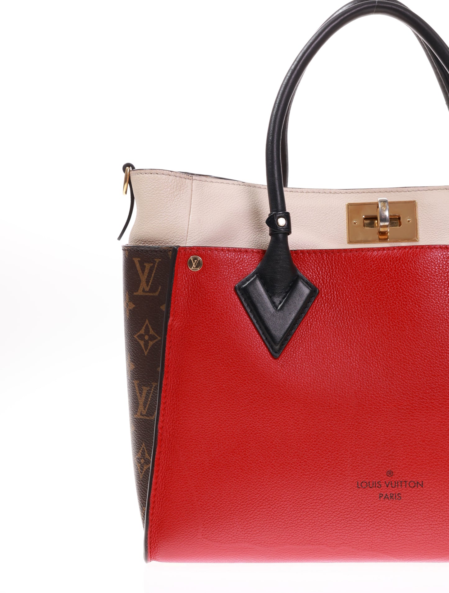 LOUIS VUITTON On My Side MM Leder Rot/Schwarz/Braun