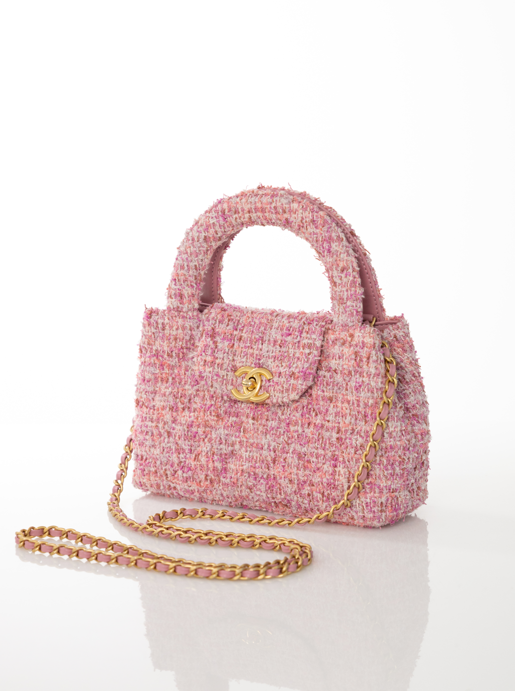 CHANEL Borsa Kelly media Tweed Rose Rosa FULLSET AS4416B15736NU892