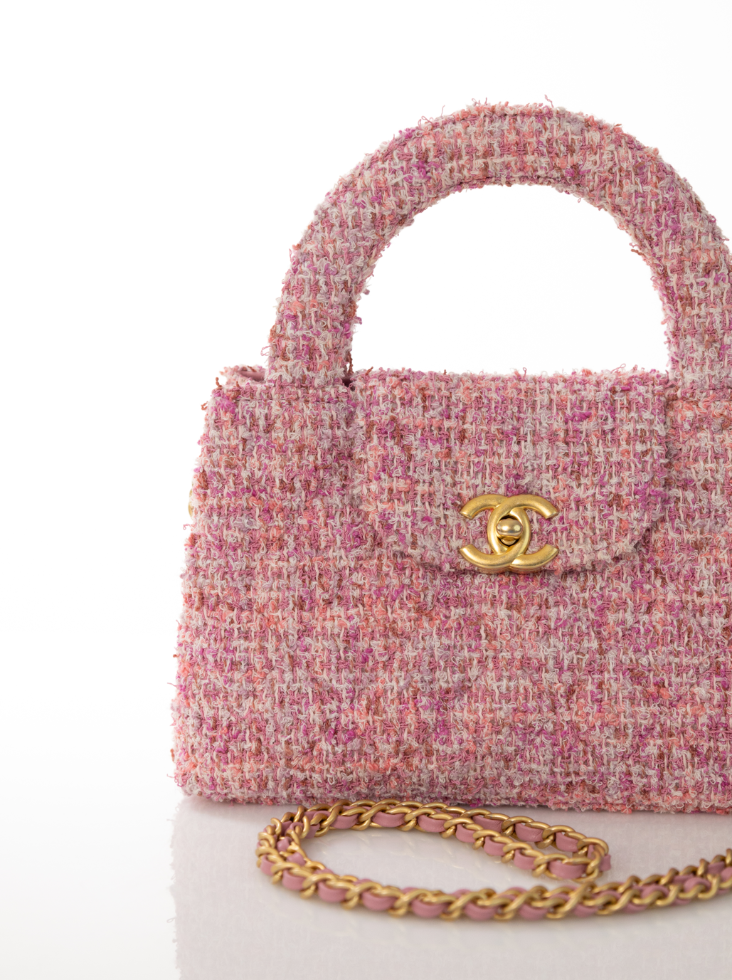 CHANEL Borsa Kelly media Tweed Rose Rosa FULLSET AS4416B15736NU892