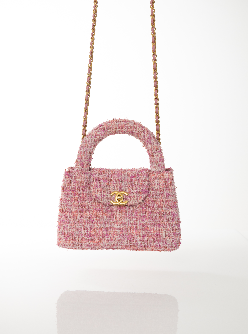 CHANEL Borsa Kelly media Tweed Rose Rosa FULLSET AS4416B15736NU892