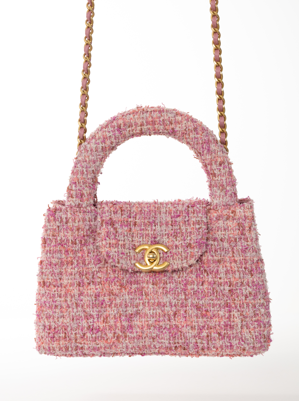 CHANEL Borsa Kelly media Tweed Rose Rosa FULLSET AS4416B15736NU892