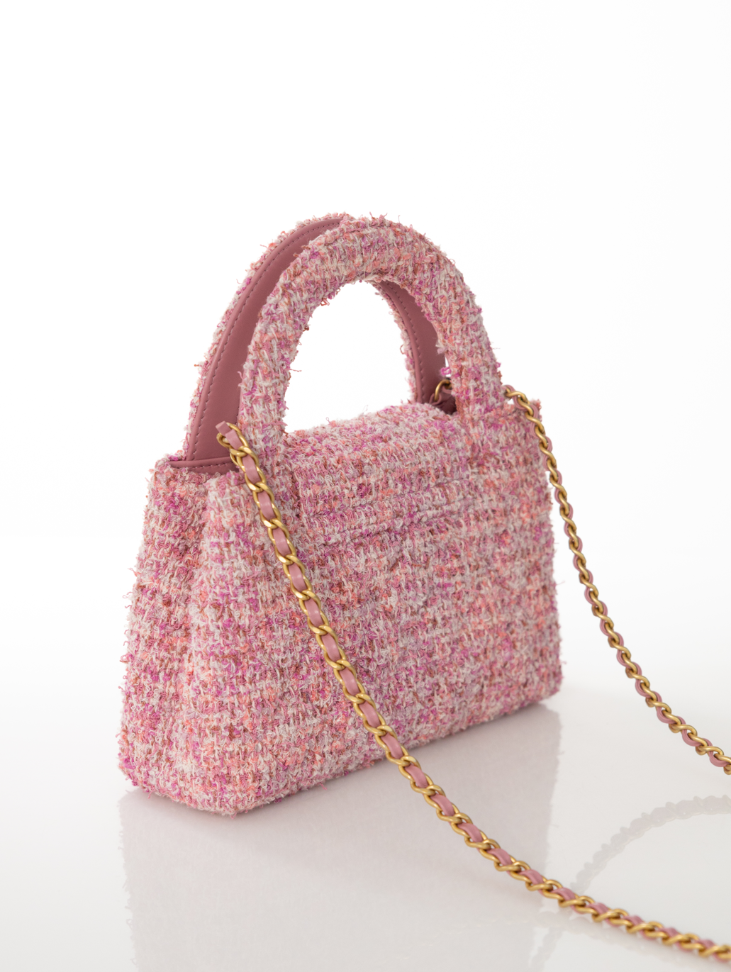 CHANEL Borsa Kelly media Tweed Rose Rosa FULLSET AS4416B15736NU892