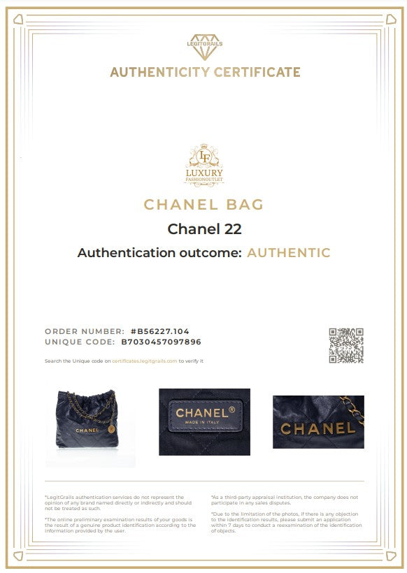 CHANEL 22 Medium Hobo Leder Bag Dunkelblau / Gold