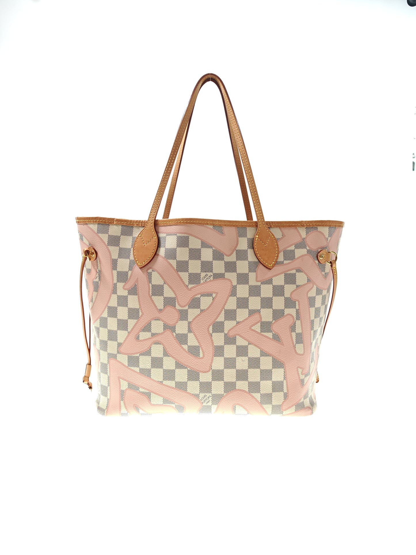 LOUIS VUITTON Neverfull MM Damier Azur Tahitienne Rose N41050