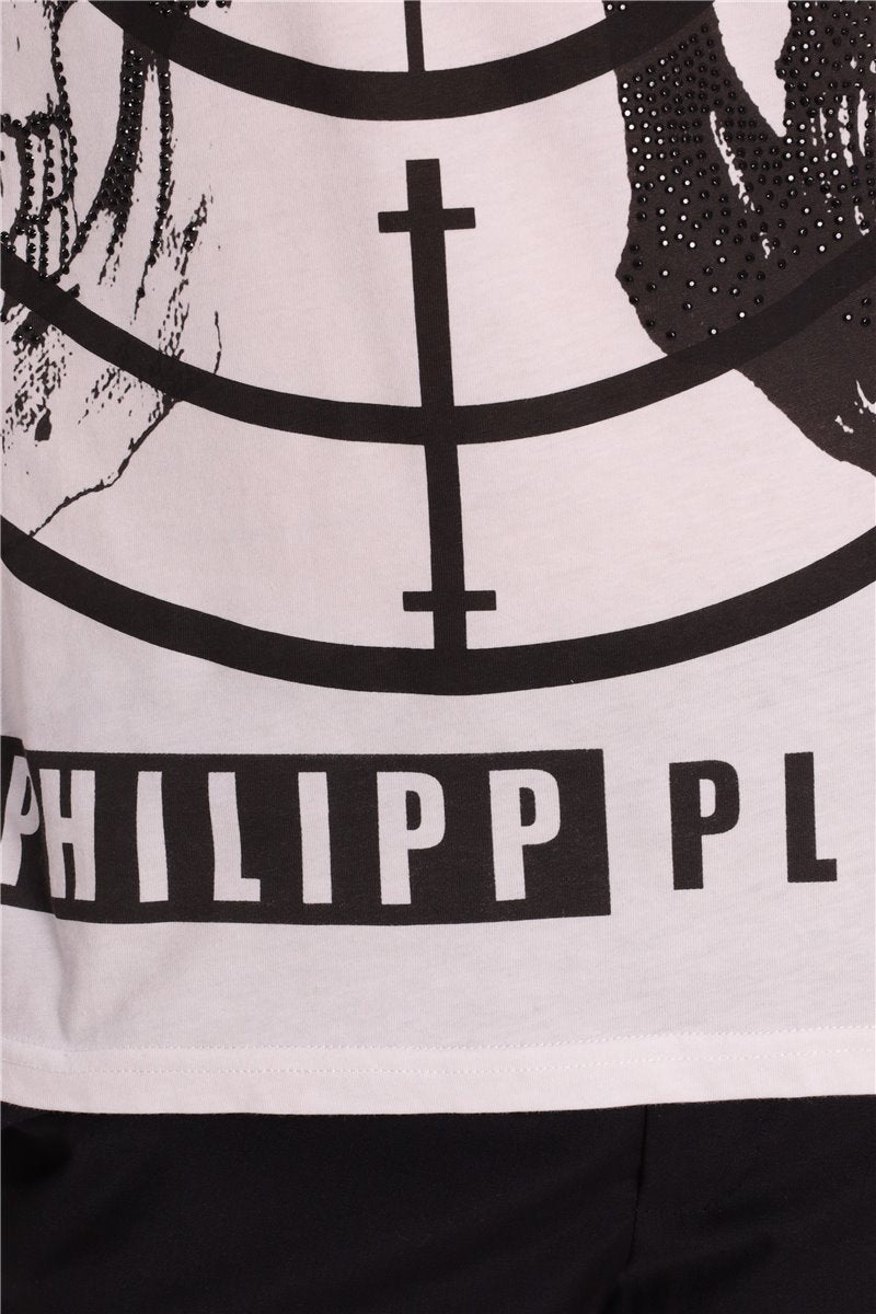 PHILIPP PLEIN T-Shirt Shirt Size M white Crystal Skull