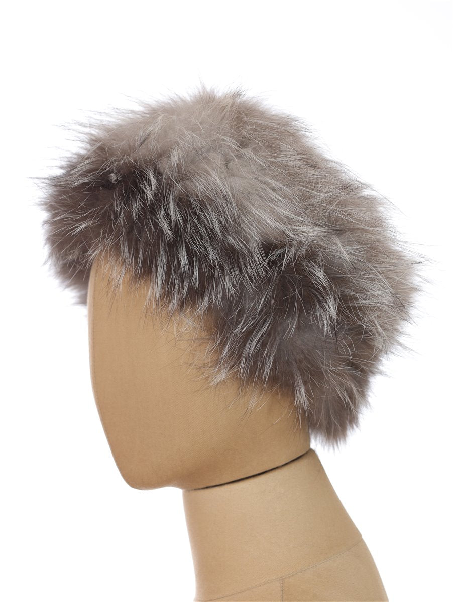 Fur hat with rivets real fur Finnraccoon