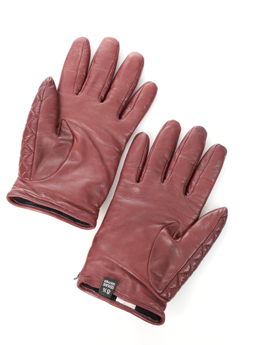 PHILIPP PLEIN leather gloves size. 8.5 wine red